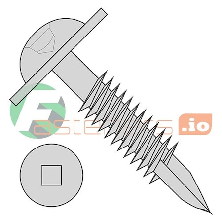 Newport Fasteners Wood Screw, #7, 1-1/4 in, Plain Steel Flange Round Head Square Drive, 8000 PK 298145